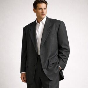 Louis Feraud 100% Wool Blazer 44S Gray Pinstripe VTG Y2K Mens Jacket